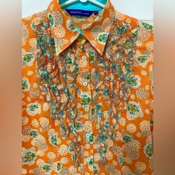 𝅺georg ROTH RUFFLE AND RIBBON SHIRT - Size XS - Picture 3 of 11